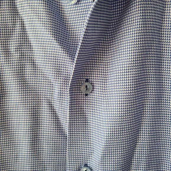 Lorenzo Uomo Blue White Button Up Dress Shirt Long Sleeze Men's Size 32-33 - Picture 2 of 8